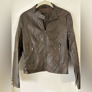 Max Jeans (Max Studio) Dark Brown Faux Leather Jacket Size Small